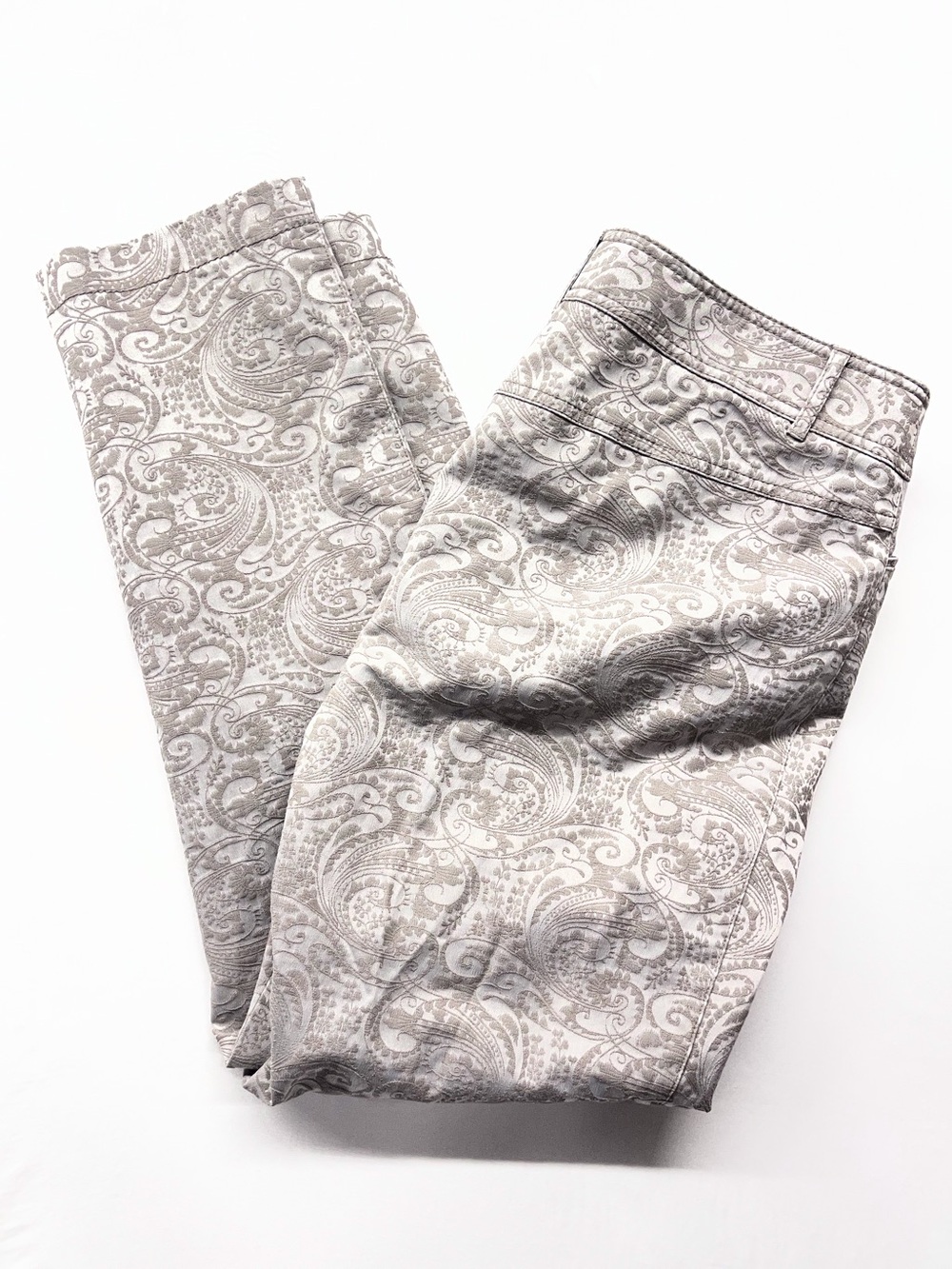 Gerry Weber Women’s 44 Paisley Jacquard Ankle Trousers Beige Taupe